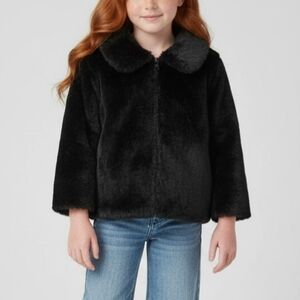 Wonder Nation Girls Faux Fur Black Jacket – Size 3T